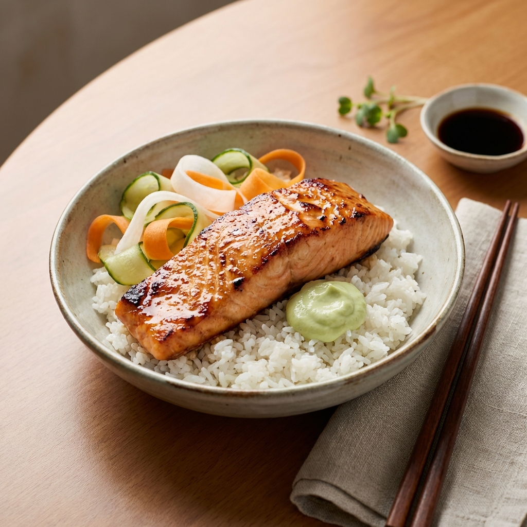 Teriyaki Salmon Bowl – Mains at Bamboo & Basil