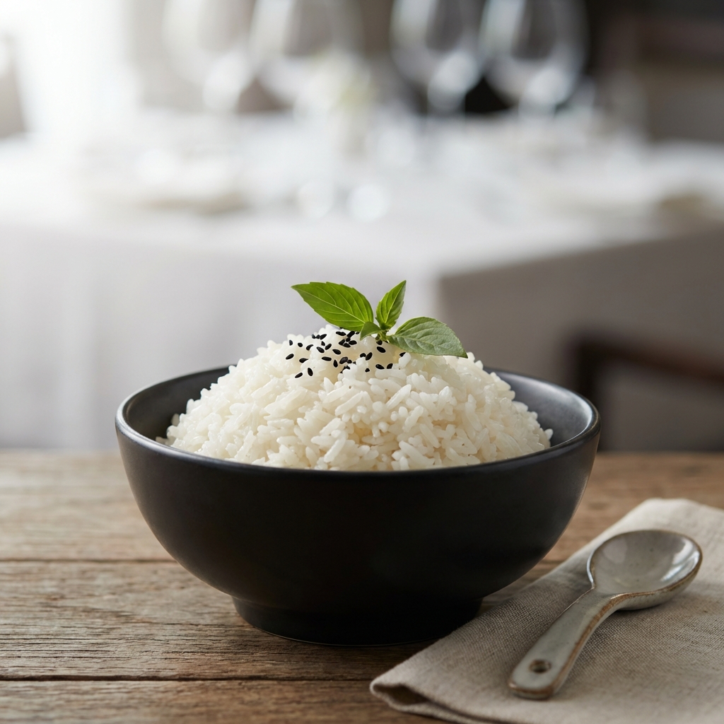 Steamed Jasmine Rice – Sides at Bamboo & Basil