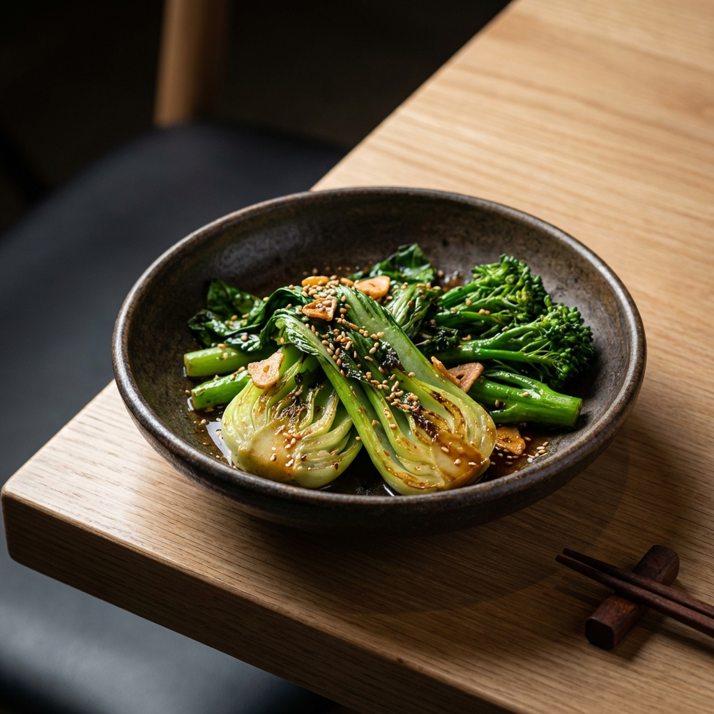 Wok-Charred Greens – Sides at Bamboo & Basil