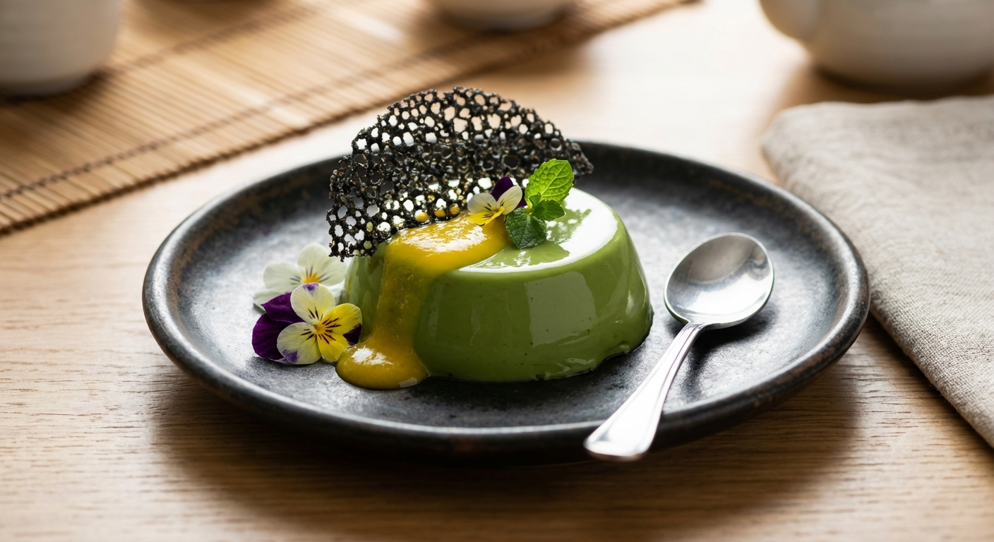 Matcha Panna Cotta – Desserts at Bamboo & Basil