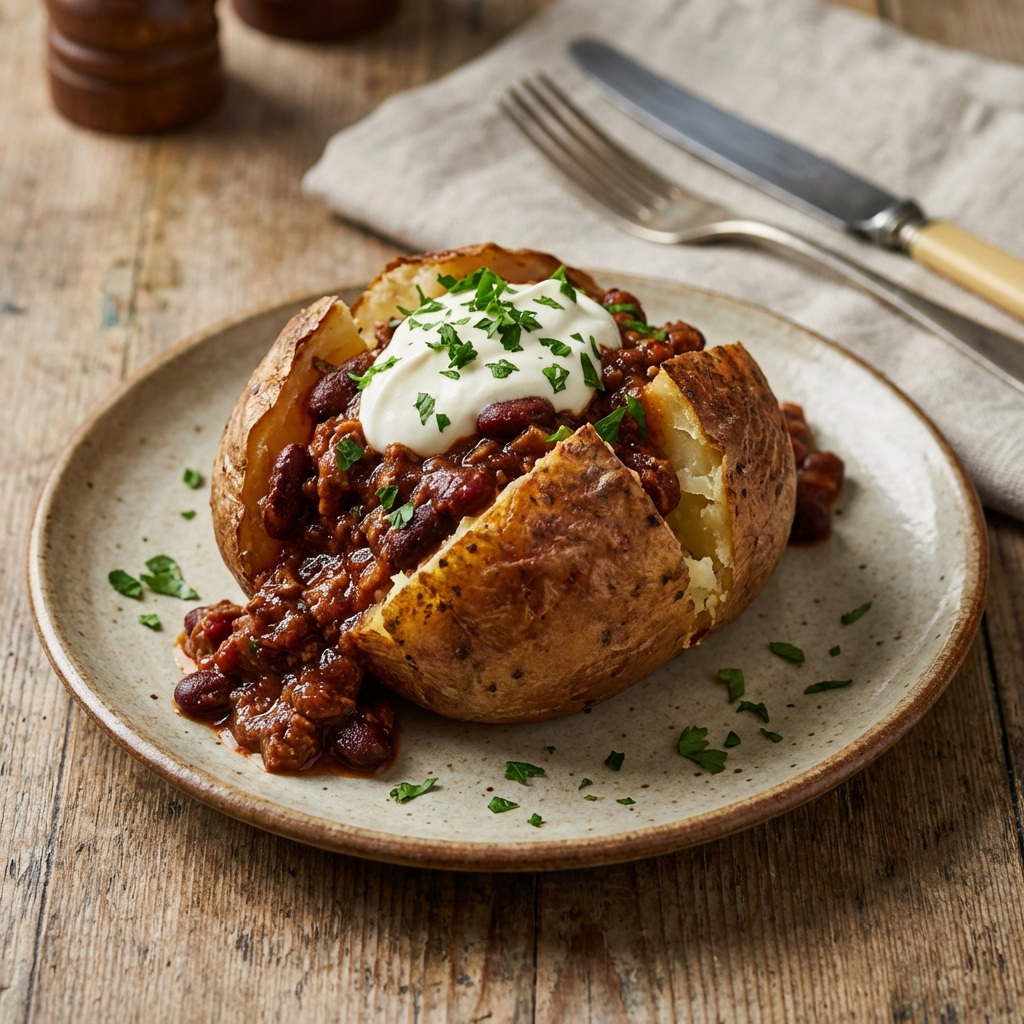 Jacket Potato with Chilli Con Carne – Jacket Potatoes at Dan's Home Food