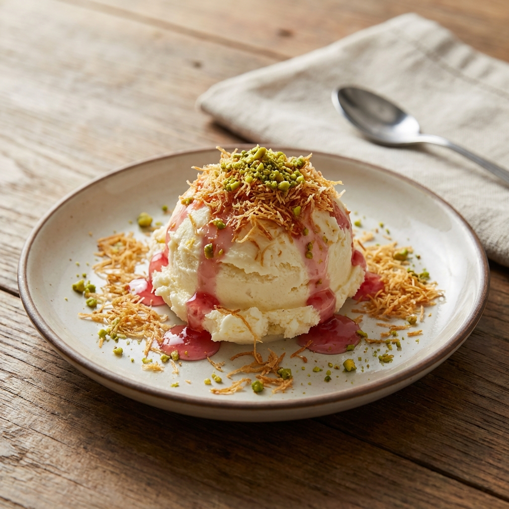 Ashta Ice Cream with Kunafa Crumble – Ice Cream & Frozen at Sweet Spot Desserts